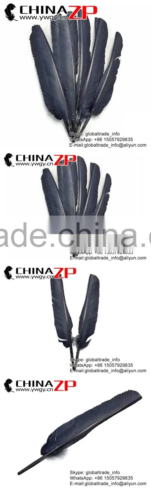 CHINAZP New Arrival Plumage Crafts Factory Dyed Grey Turkey Pointers Quill Large Feathers for Sale