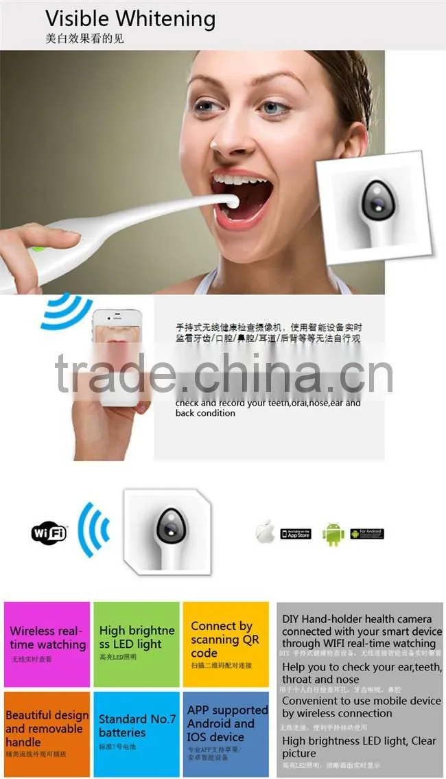 Visible multi-function intraoral camera wirelss connection real time observation dental camera for family health