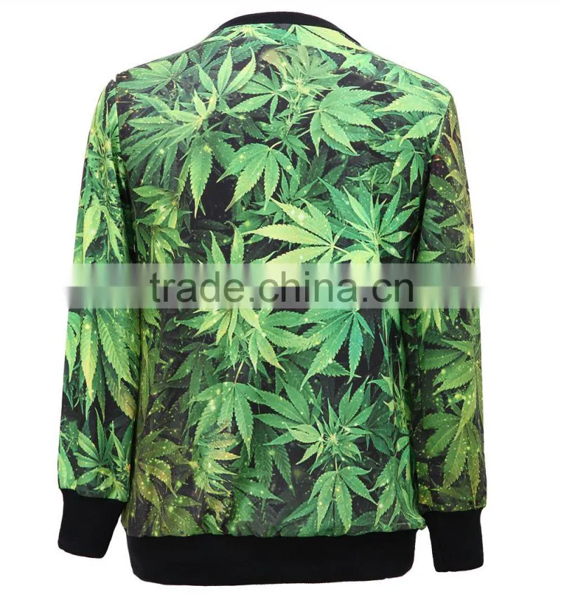 New 2015 Fashion All Over Full Print Sweatshirt Sport Suit Women Hoody Leaf 3D Print Sweatshirts Hot