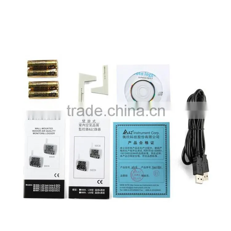 Wall Moutable USB Interface High Precision Temperature and Humidity Data logger AZ 8808 Thermometer hygrometer logger with Alarm