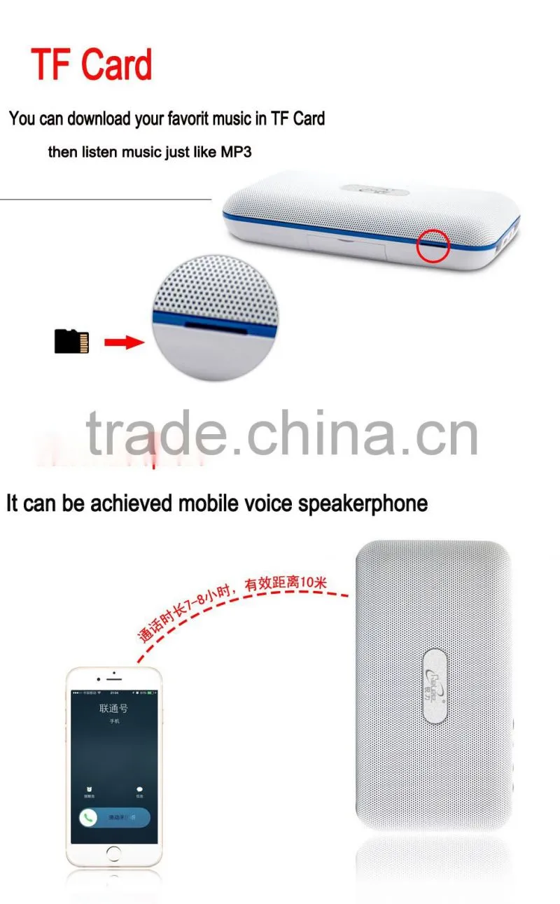 New Product 2016 Portable Powerful Spearkers Bluetooth Speaker Power Bank with Mic funtion outdoor