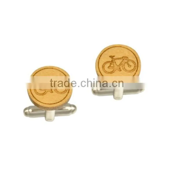 Fashion jewelry mens gift bicycle wooden cufflinks