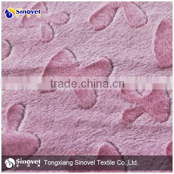 Home textile Polyester Super-soft Embossed Velboa Fabric For Upholestery/Apparel