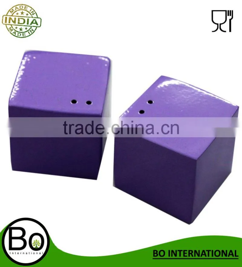 Stainless Steel Purple Salt And Pepper Shaker Cube 10.5 x 5.5 x 5.5 cm