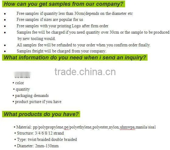 polyester anchor and dock line/ ship used rope in hot sale