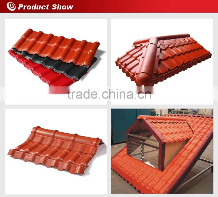 Lasting color plastic spanish style synthetic resin roof tile