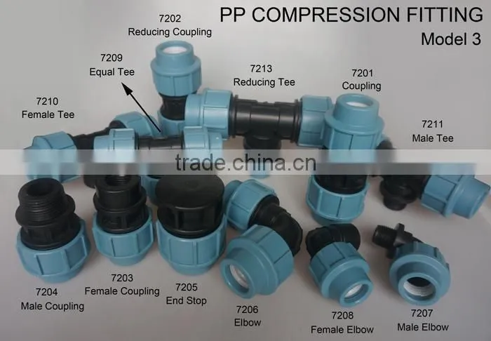 Italy Style PP Compression Female Elbow For PE Pipe