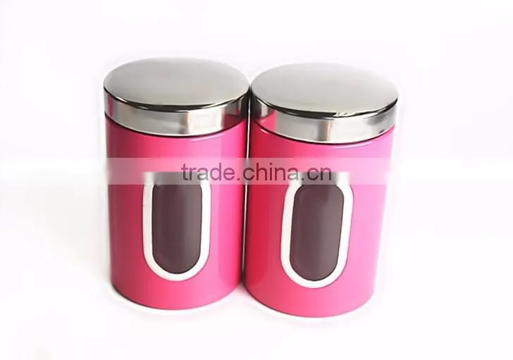 Cute Pink Kitchen Food Storage Canister,Stainless Steel Canister Set