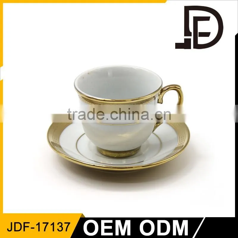 Golden Turkish Coffee Cups With Fancy Flower Decal Can be Designed Customerized