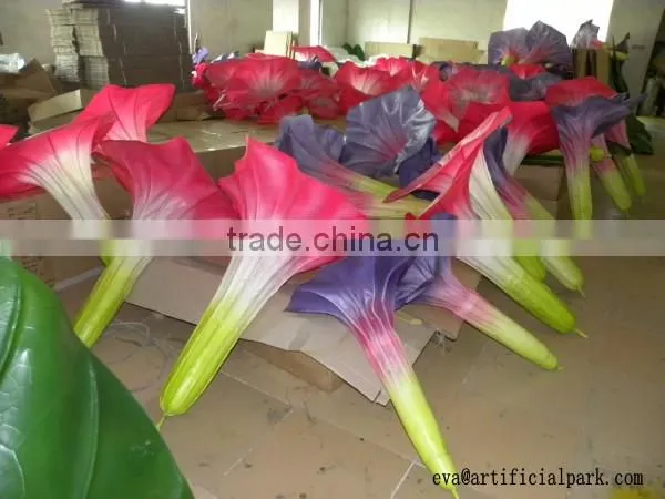 China wholesale manufacturer make PU fake fairy tale world decorative artificial huge pink petunia flower for decoration