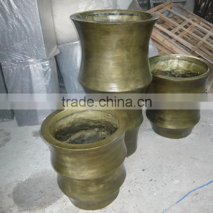 Modern gold fiberglass planter