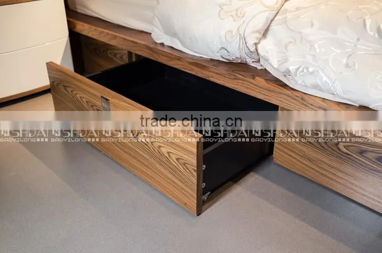 Queen Size Simple Design Wooden Bed Room Furniture With Four Drawers