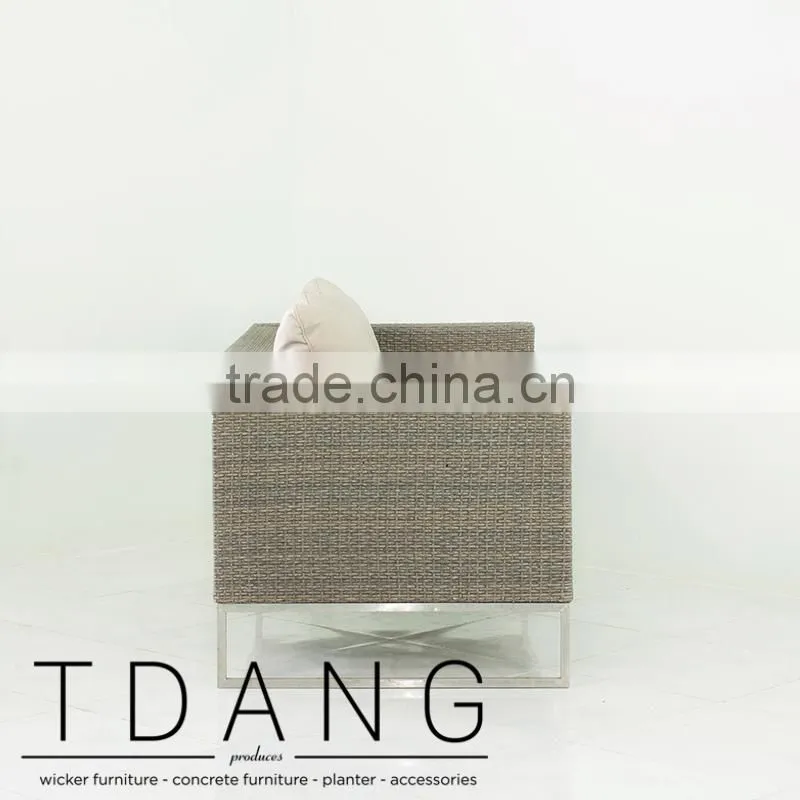Coronado Wicker Bench with Stainless Steel Base - Contemporary Rattan furniture bench.