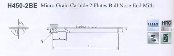 Micro Grain Carbide 2Flutes Ball Nose End Mills
