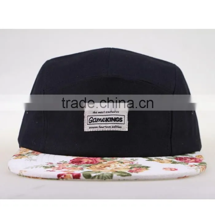 Custom Logo Wholesale Design Your Own 5 Panel Hat Cap/Blank Wholesale 5 Panel Hats/Leather Strap 5 Panel Hats