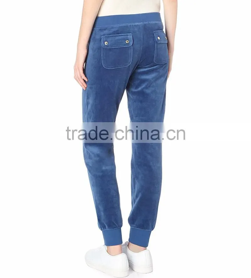 custom beaded design cotton wholesale casual sport outdoor fashion ladies velvet jogger pants for women