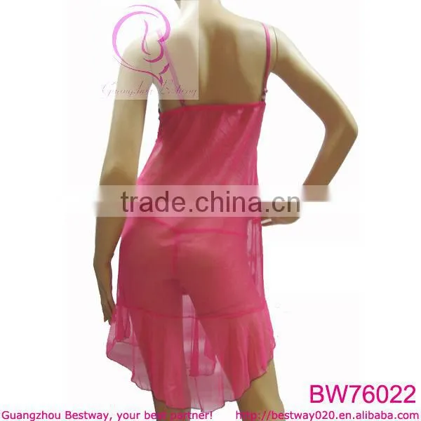 Lady sexy hot sexy pink transparent lingeries babydoll in apparel