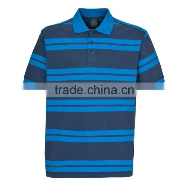 Men's fashion high quality cotton pique stripe polo shirt