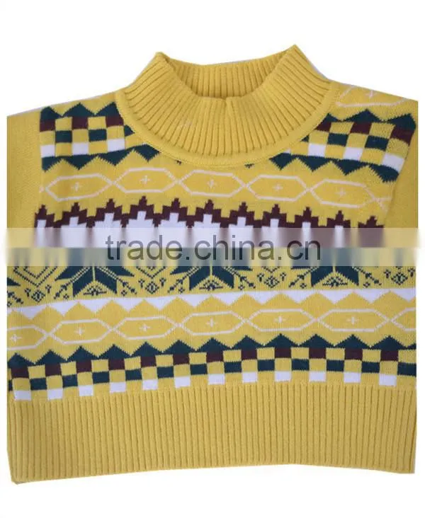 2014 New style 100% cotton jacquard boy's pullover sweater