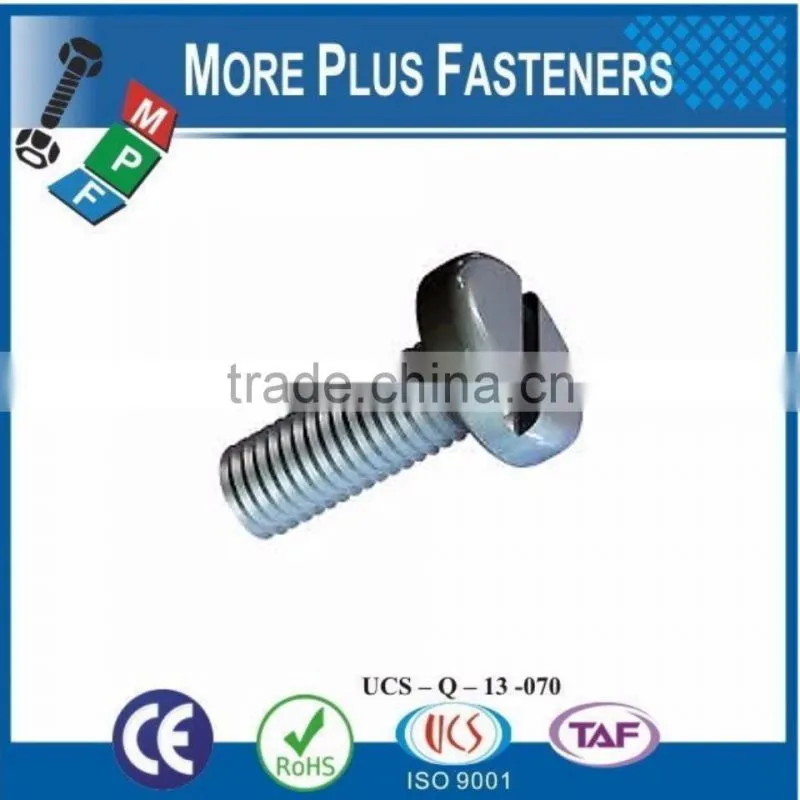 Made in Taiwan Machine Screw Slotted Cheese Head Material and Finishing Zinc Plating Plain Stainless Steel