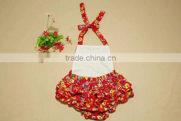 2017 Wholesale Colored Printed Flower Rompers Cotton Jumpsuit