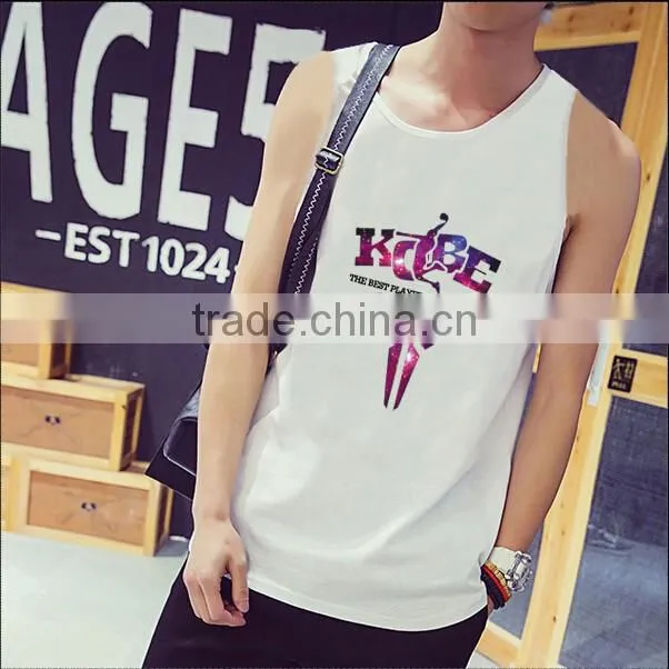 Latest Mens Elastic Gym Vest Design Pinted Tank Top For Men