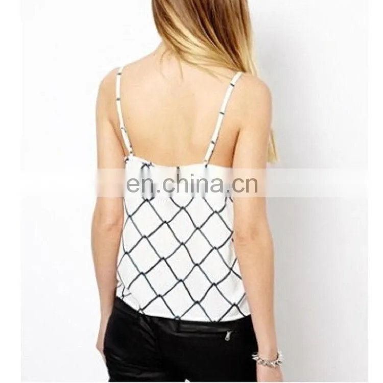 wholesale uk sleeveless plaid adjustable shoulder strap ladies fancy tops
