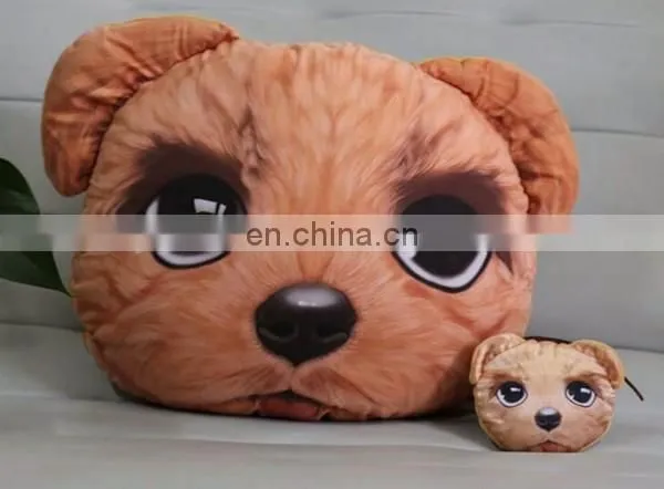 Cheap cartoon 3d printing decorative dog pillow custom cute soft plush animal shaped car seat cushion