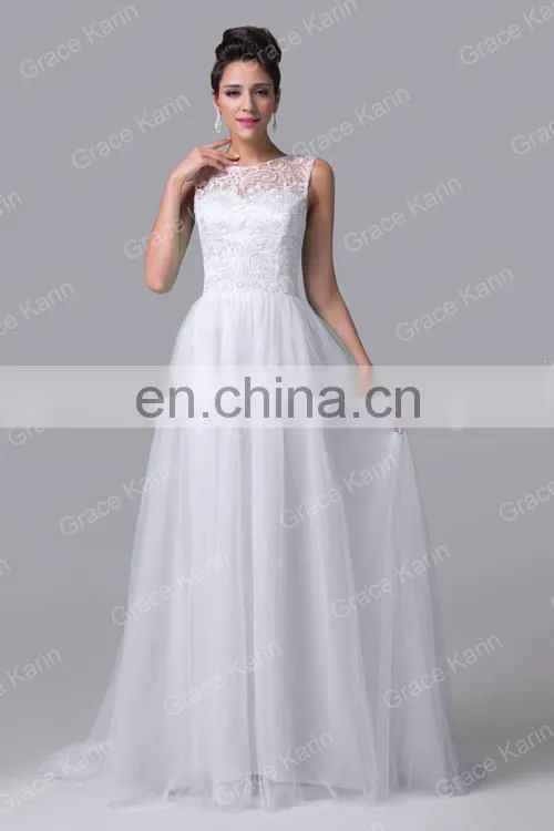 Grace Karin Sleeveless Long Lace Prom Dresses CL6108-6#
