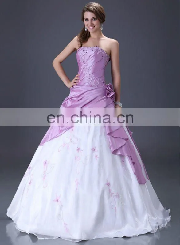 Grace Karin Long Strapless Purple and White Burgundy Quinceanera Dresses Cheap CL2519
