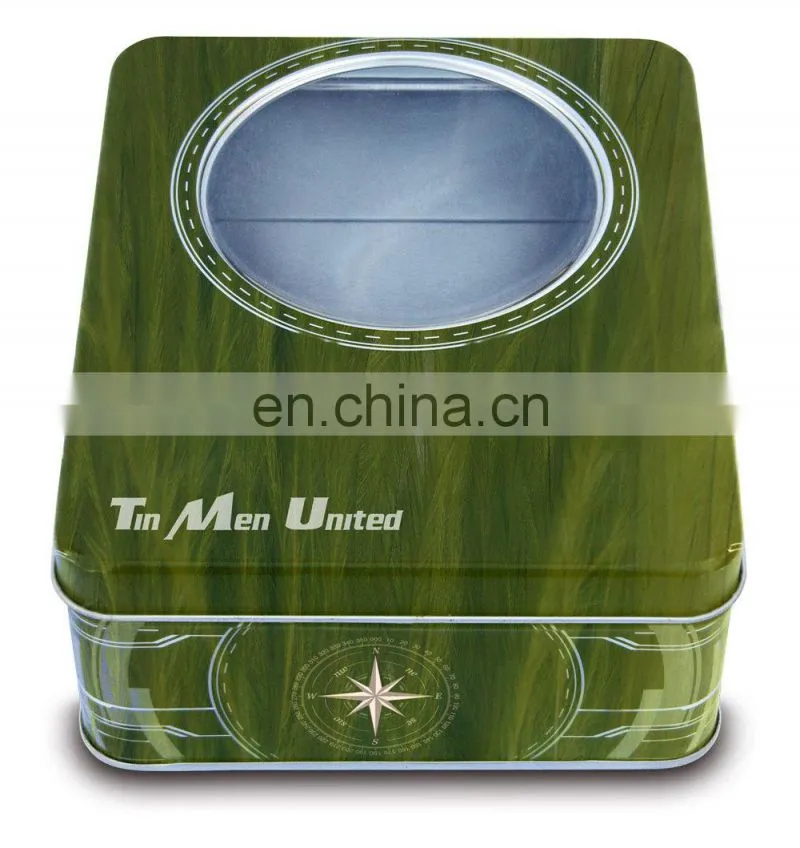 Olive oil package gift tin box with window