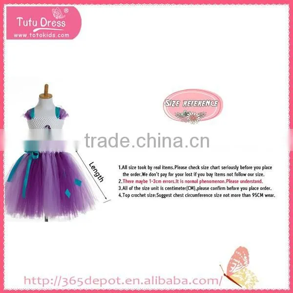 Bowknot decoration violet ballet dress with blue ribbon waistband gauze dress halloween costume