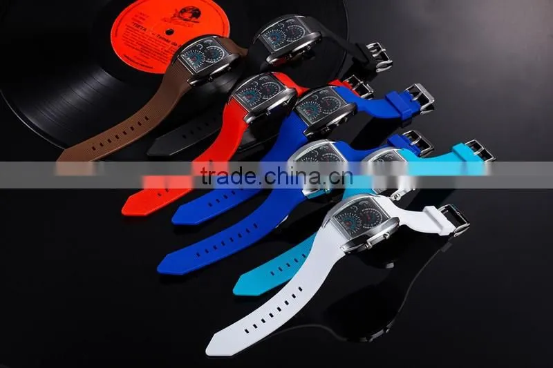 Flashing blue lights silicone flight military watches for men