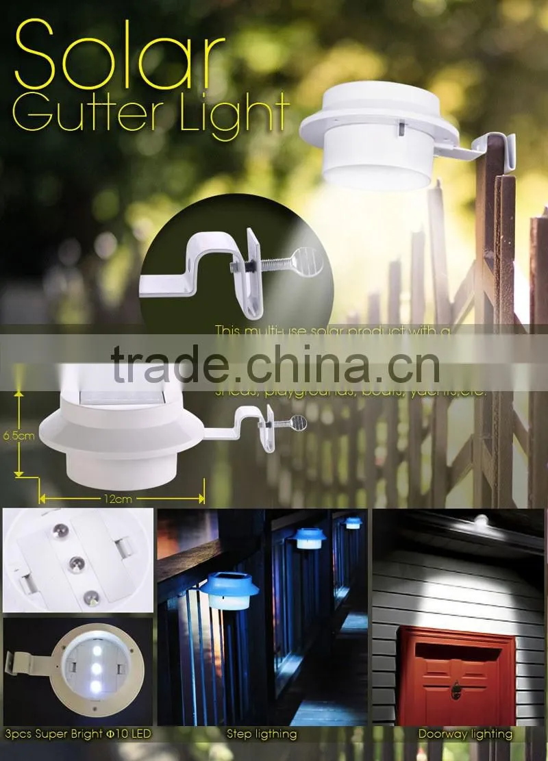 Outdoor Solar Gutter Light with Mounting Bracket - Also for Shed Deck Patio - Solar Energy Power System Solar Gutter Light