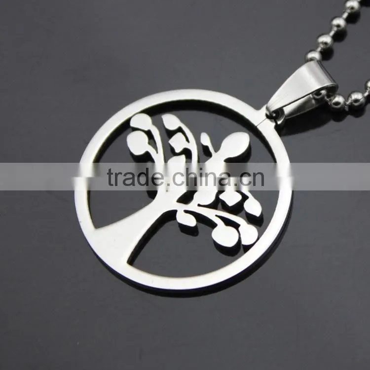 Stainless steel tree of life pendant necklace