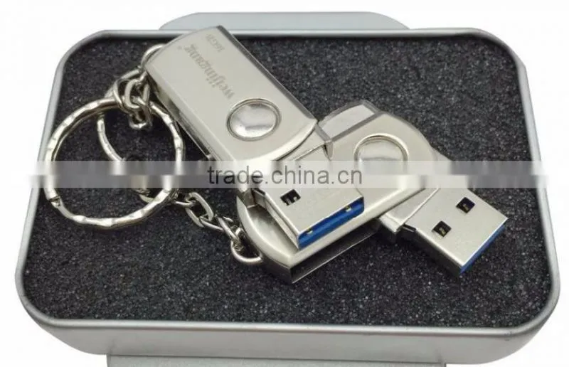 Silver Twister USB Metal Memory Stick 16gb With Keychain