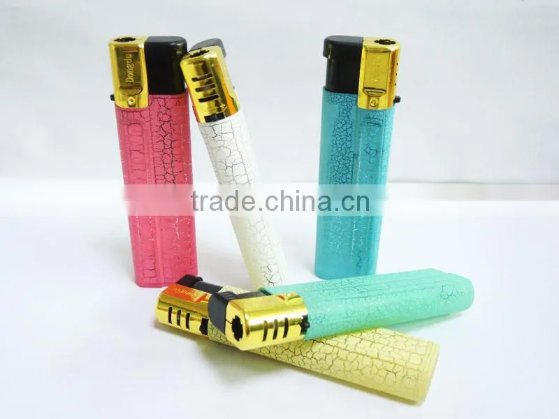 Leather surface plastic gas refillable windproof smoking cigarette lighter