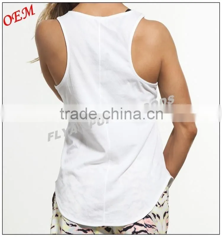 95% Polyester/5% Spandex custom Spandex high neck blank wide racerback jersey tank top