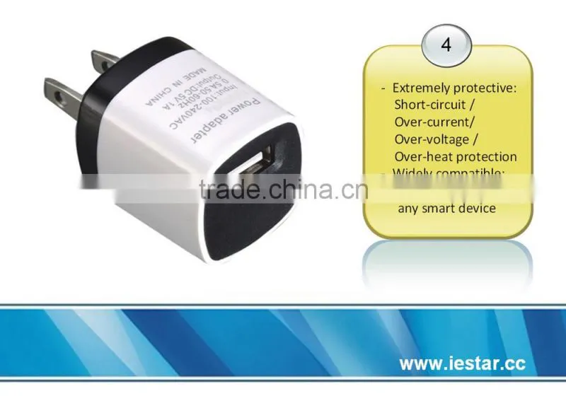 High quality portable 1a US usb charger for home and travelling purpose