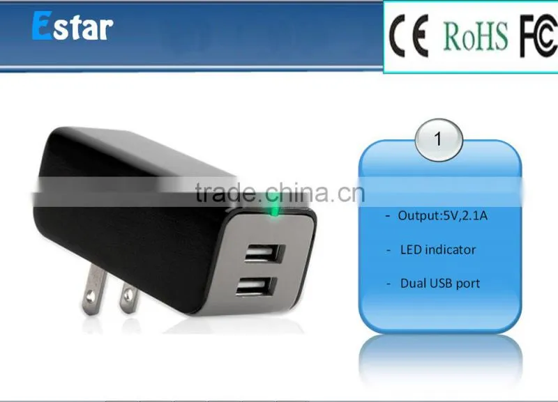 Portable Fast Travel Dual USB Mobile Phone Charger