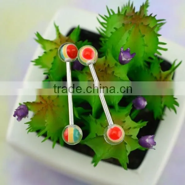 Rainbow Color Ball Barbell Tongue Rings Penis Tongue Piercing Jewelry