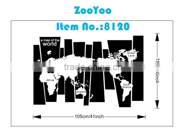 ALFOREVER Vinyl black wallmap decals,vinyl wallmap sticker
