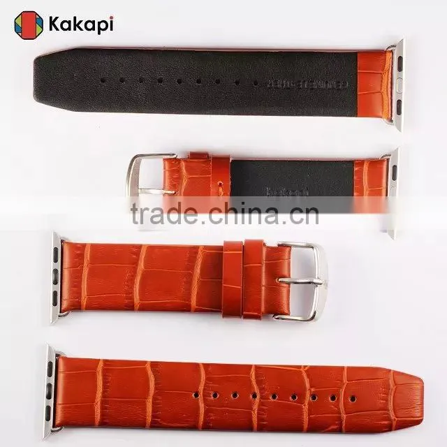 Kakapi Single Buckle Genuine Leather Watch Band Wrist Strap With Watchband Converter For 42MM Apple Watch MT-3910