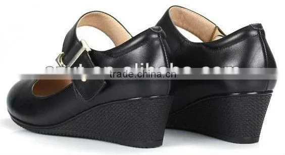 Fashion black ankle stripe girls school shoes