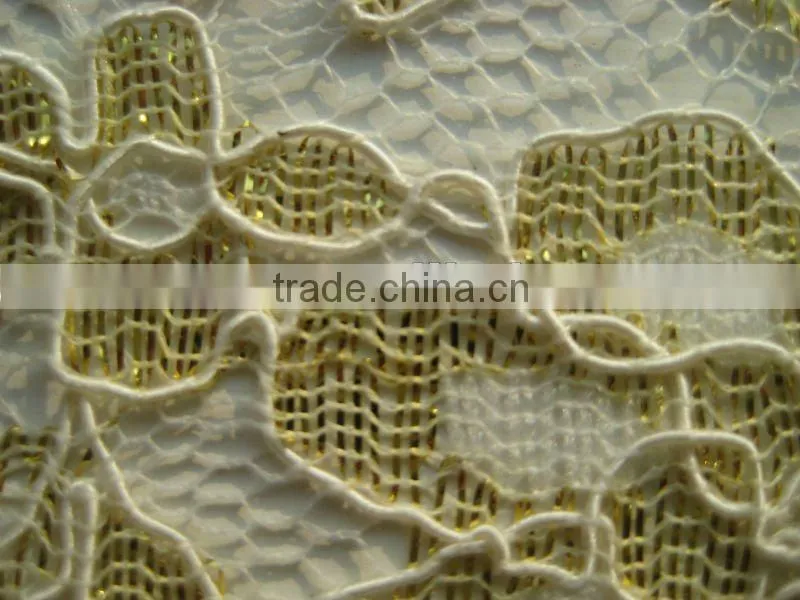 nylon and metallic yarn on lace fabric for ladies dress clothing