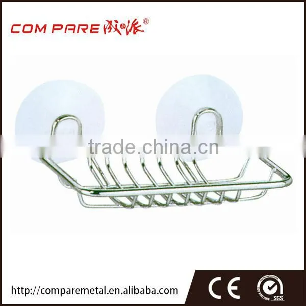 Chrome finished soap dish holder with suction cup,bathroom rack