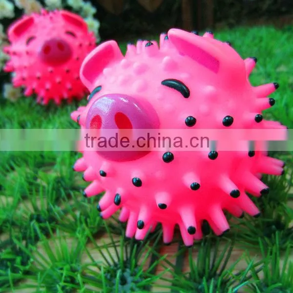 vinyl toy-8.5cm pink pig spikey ball