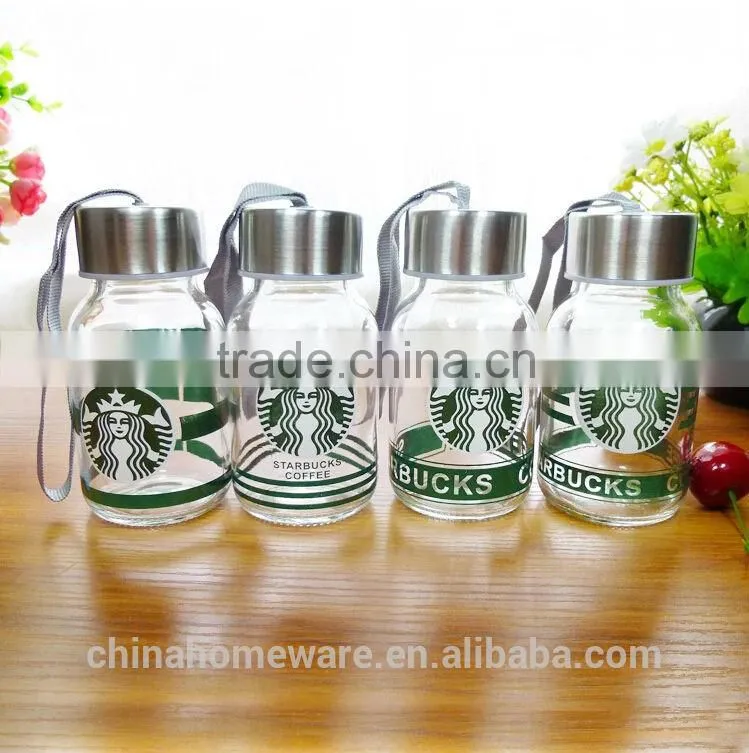 2014year wholesale sealing up lovely mustache water frosted glass bottle student carrying bottles