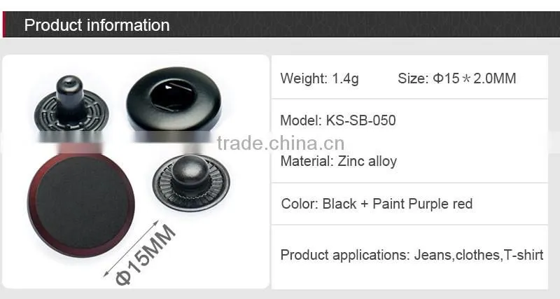 Black Flat And Red Rim Custom Metal Snap Button