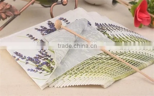 20pcs Spring purple Lavender Flowers Printed Paper Napkins Food-grade Tissue for coffee shop table accessories Party Placemats